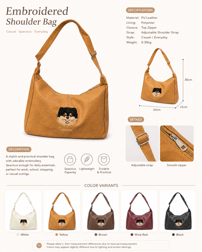 Fuwawa - Big Customize Pet Embroidery Bag Shoulder Bag Crossbody Bag