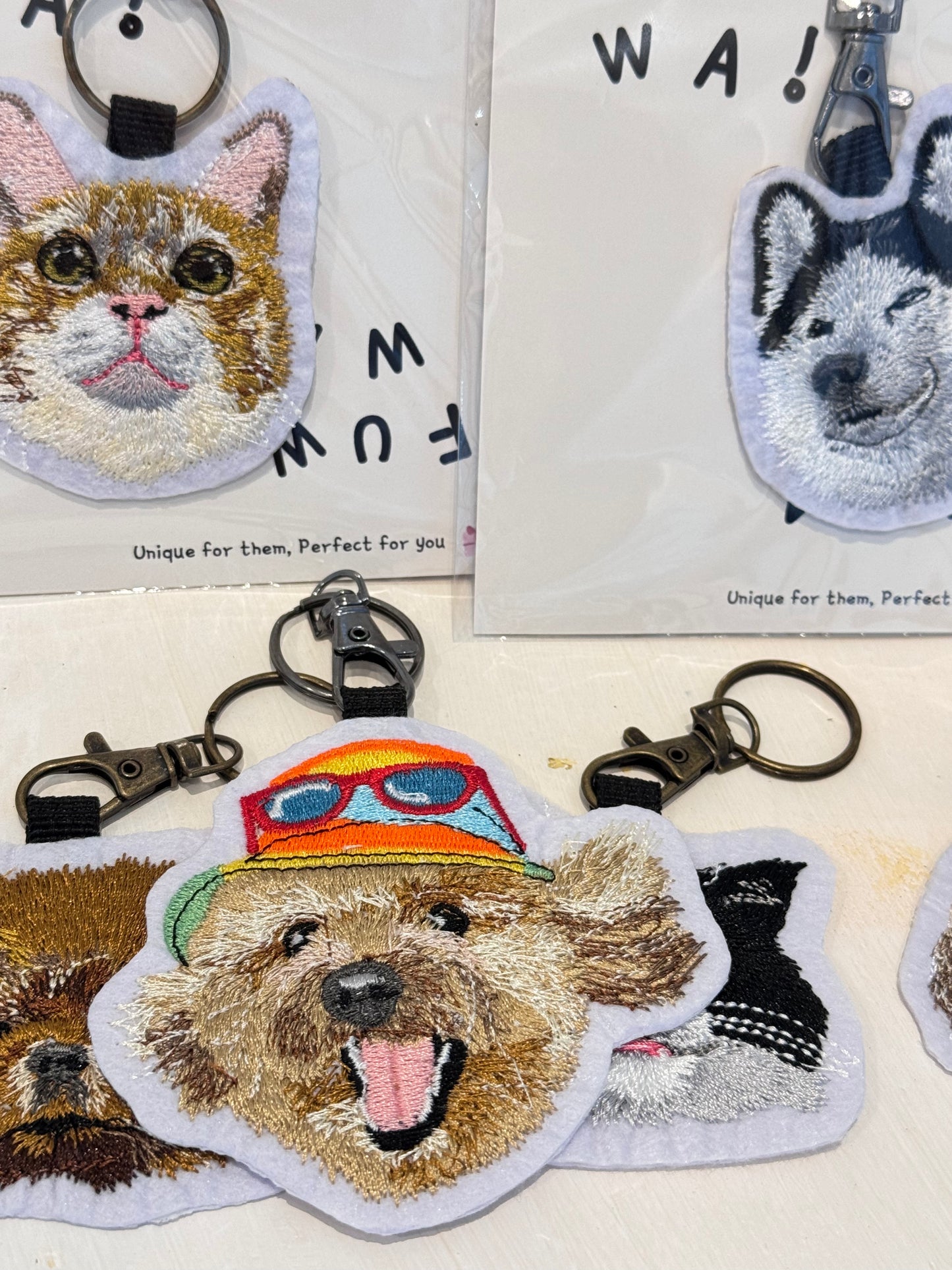 Pet Portrait Emboridery Key Chain