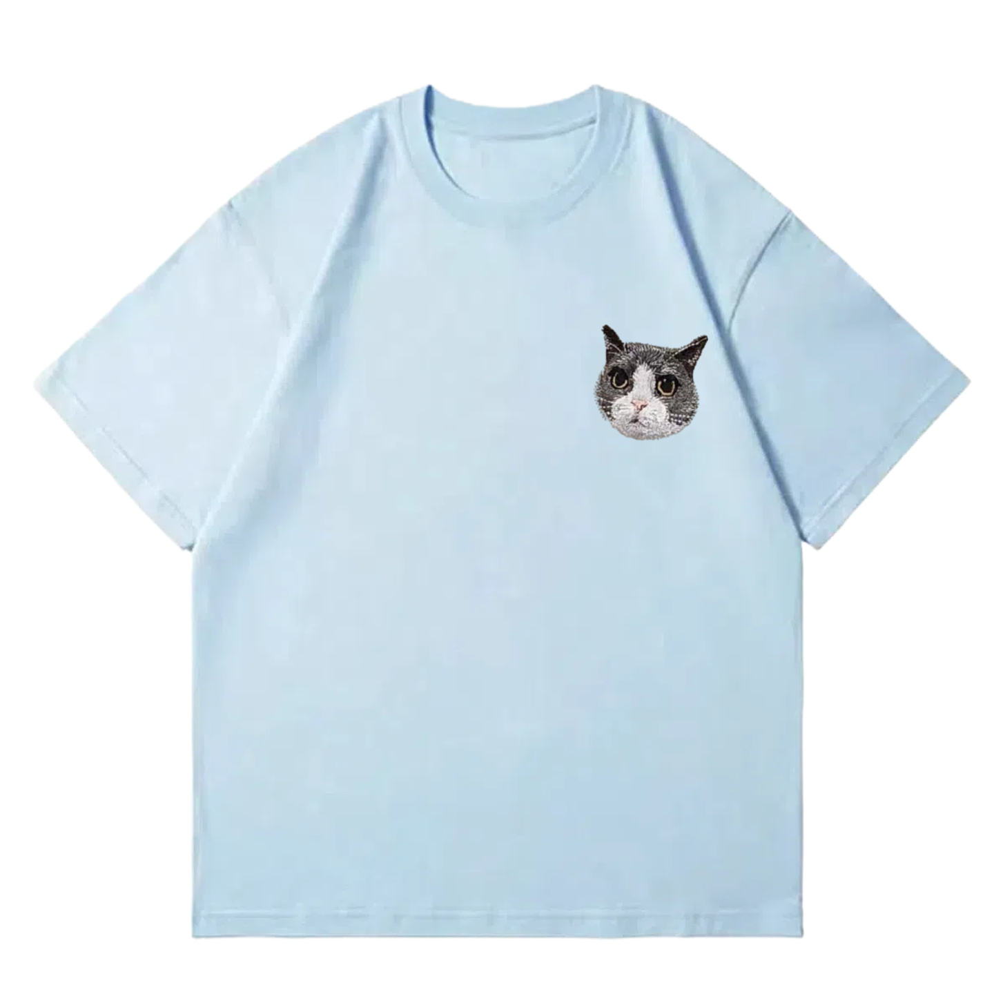 Customized Pet Portrait Embroidery T Shirt - 1 Portrait