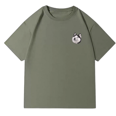 Customized Pet Portrait Embroidery T Shirt - 1 Portrait