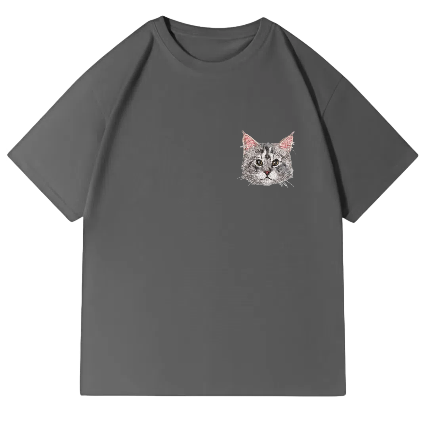 Customized Pet Portrait Embroidery T Shirt - 1 Portrait