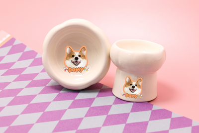 Customized Pet Face Ceramic High-Foot Bowl