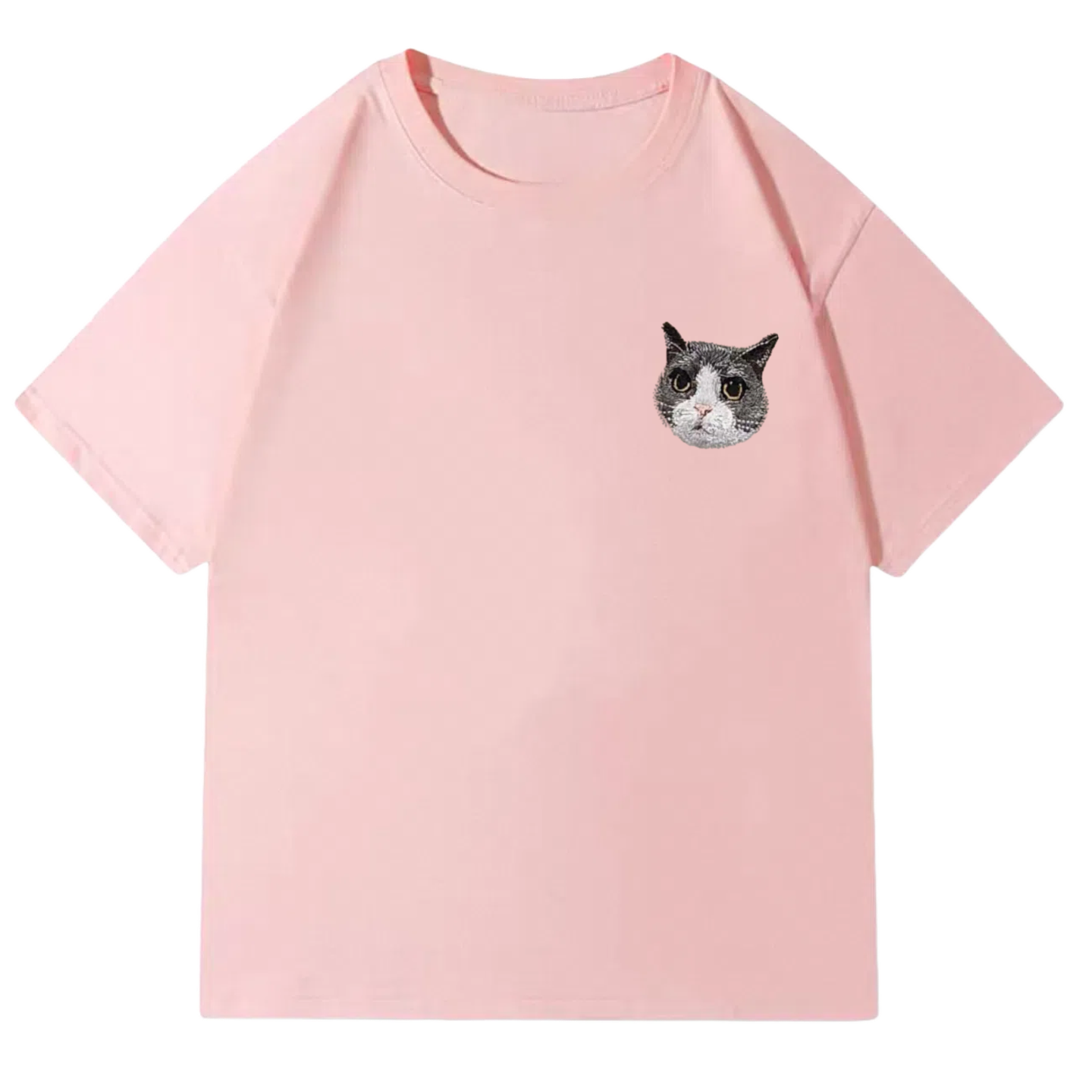 Customized Pet Portrait Embroidery T Shirt - 1 Portrait