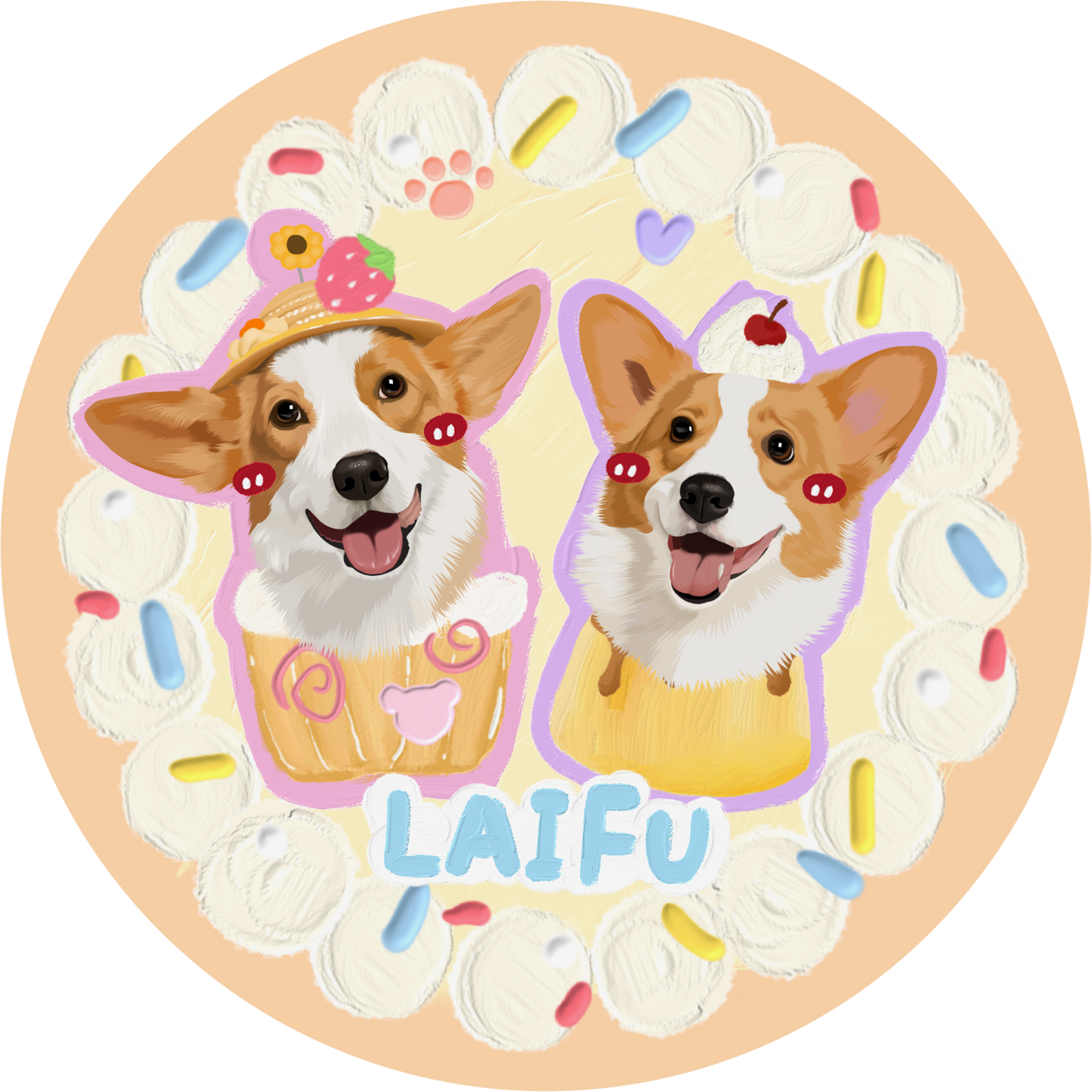 Pooji - Custom Pet Portrait Rug - Round