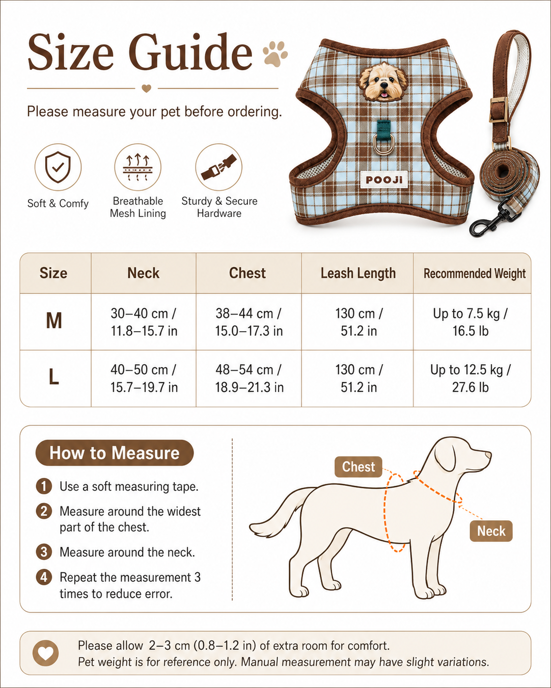 Pooji - Pet Customize Harnesses Pet Collar Set
