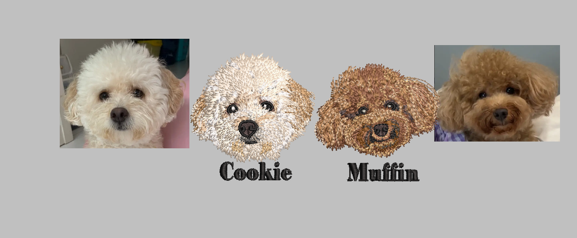 Customized Pet Portrait Embroidery T Shirt - 1 Portrait