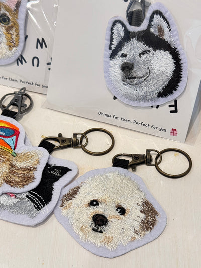 Pet Portrait Emboridery Key Chain