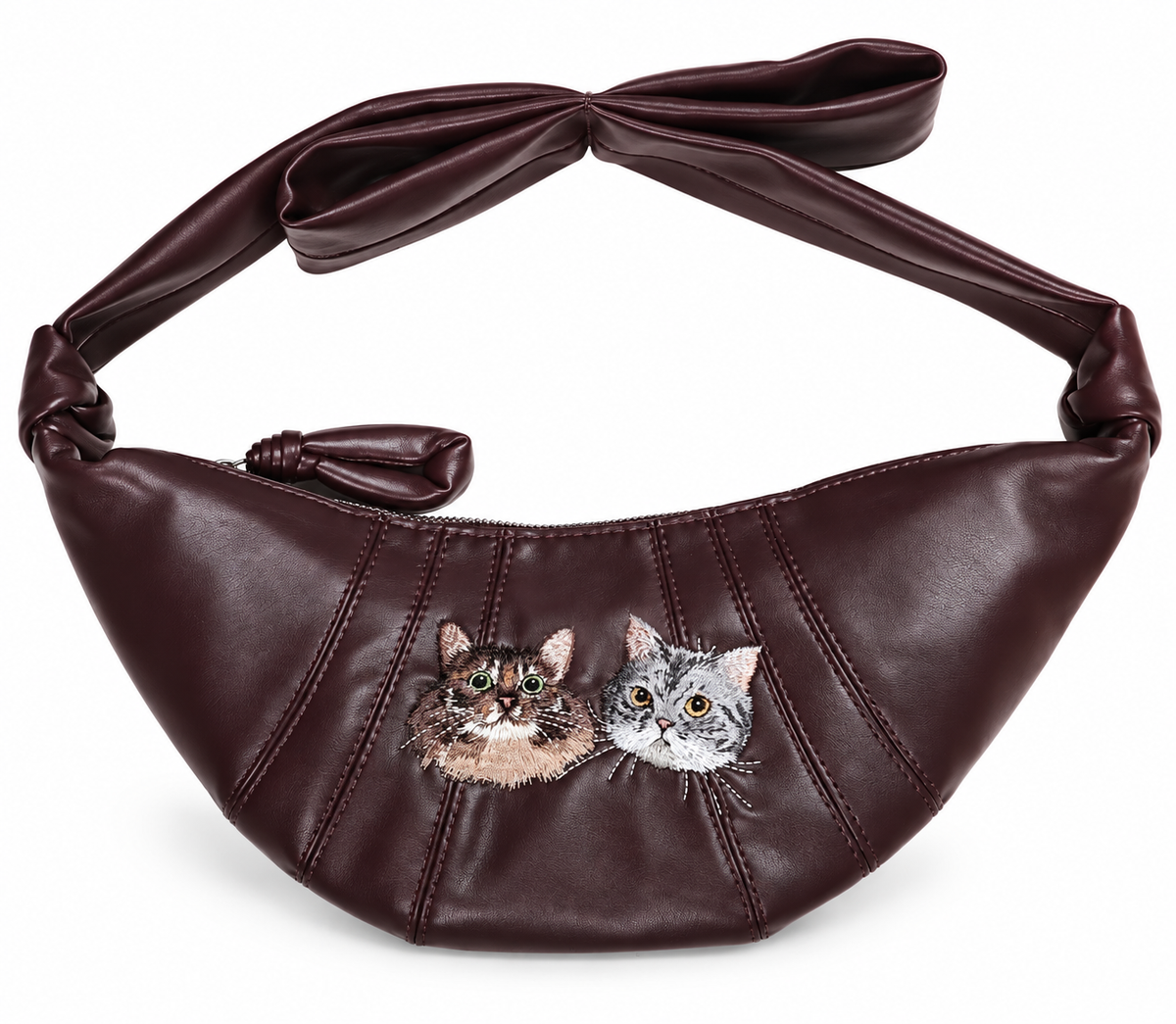 Fuwawa - Embroidery PU Leather Crossiant Bag