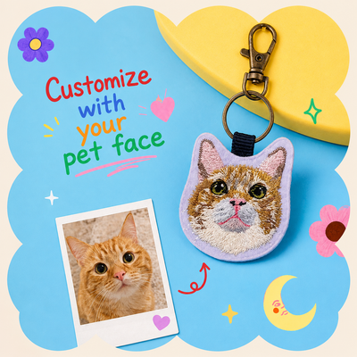 Pet Portrait Emboridery Key Chain