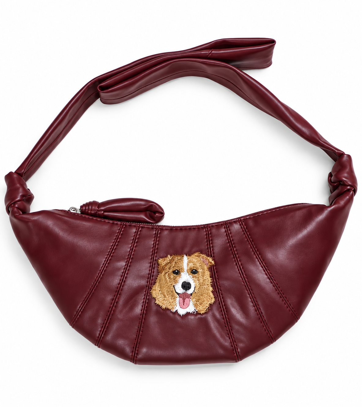 Fuwawa - Embroidery PU Leather Crossiant Bag