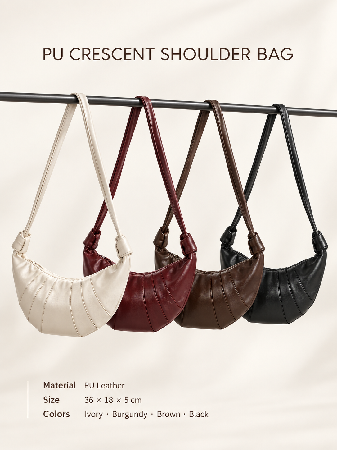 Fuwawa - Embroidery PU Leather Crossiant Bag