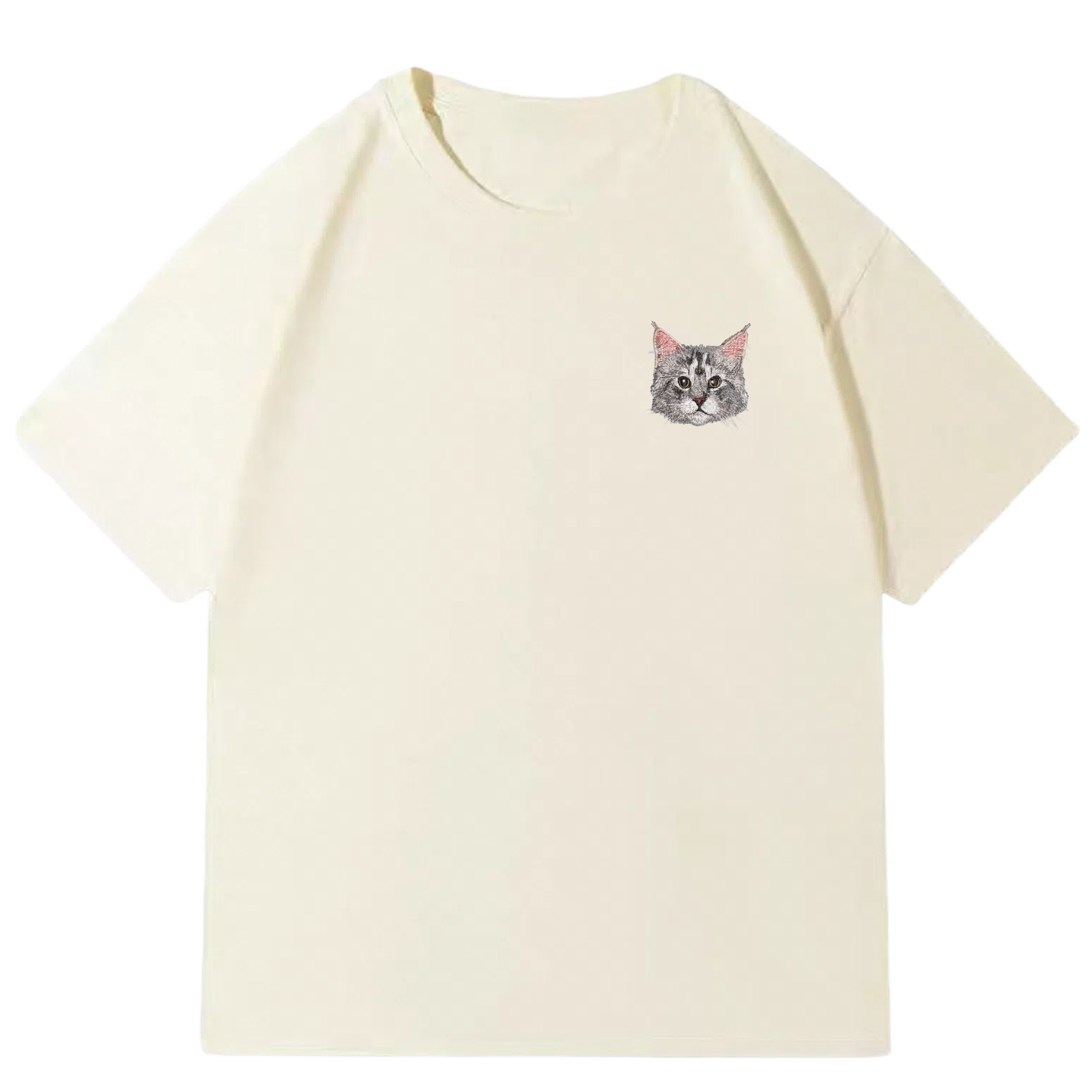 Customized Pet Portrait Embroidery T Shirt - 1 Portrait