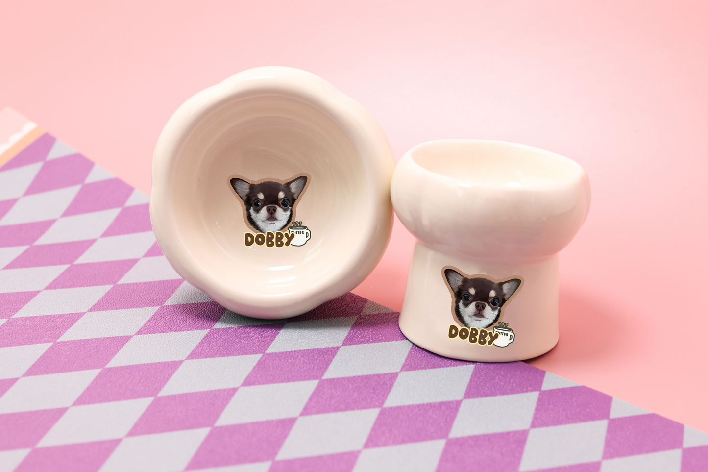 Customized Pet Face Ceramic High-Foot Bowl