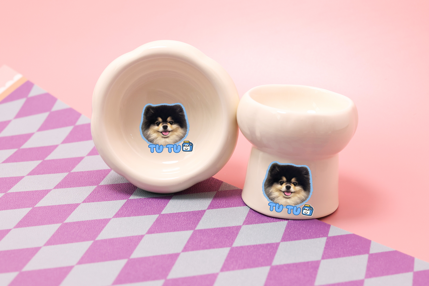 Customized Pet Face Ceramic High-Foot Bowl