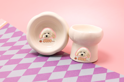 Customized Pet Face Ceramic High-Foot Bowl