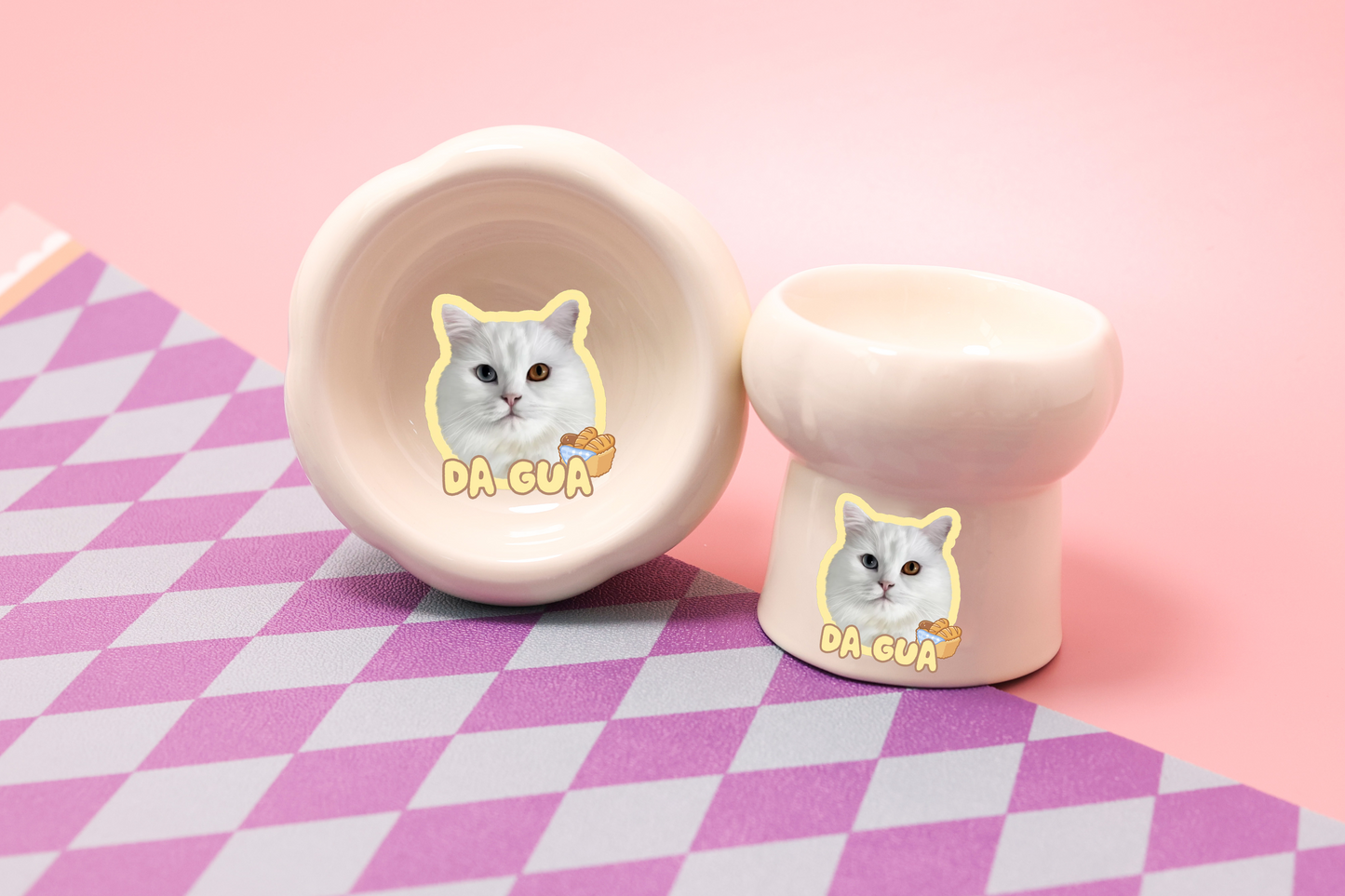 Customized Pet Face Ceramic High-Foot Bowl