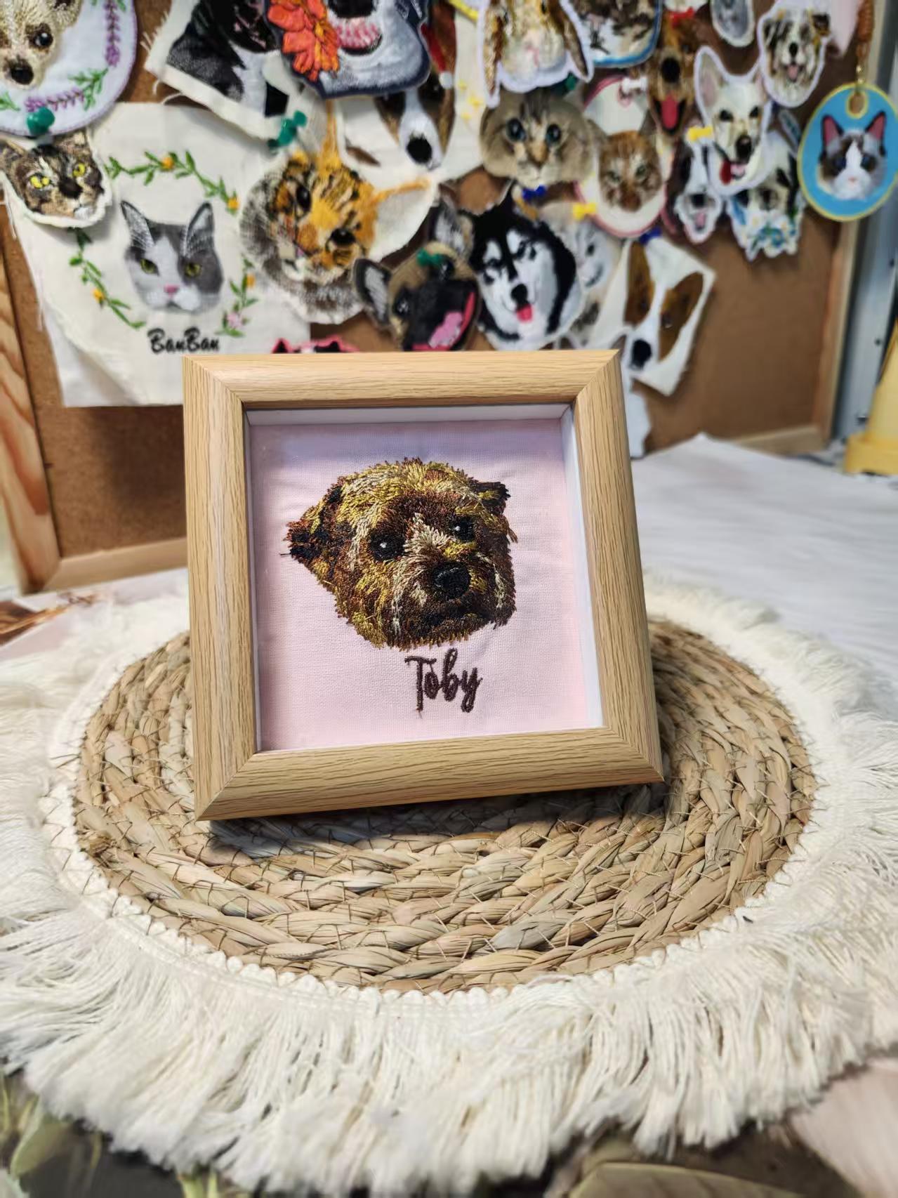 Customized Pet Embroidery Memory Portrait Frame