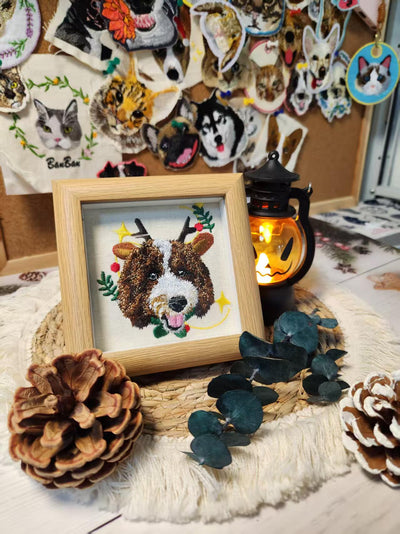 Customized Pet Embroidery Memory Portrait Frame