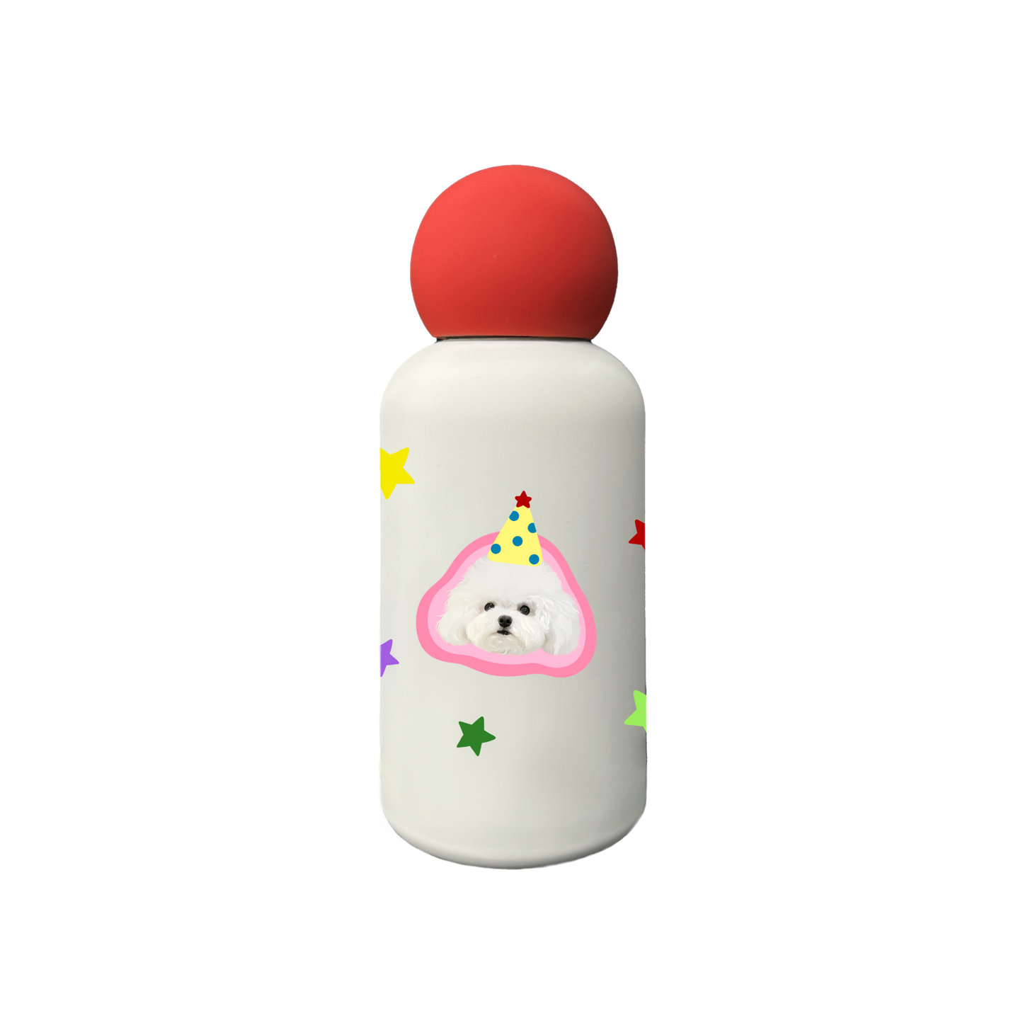 Pooji - 350ml Custom Stainless Steel Pet Mug Red Nose Water Bottle