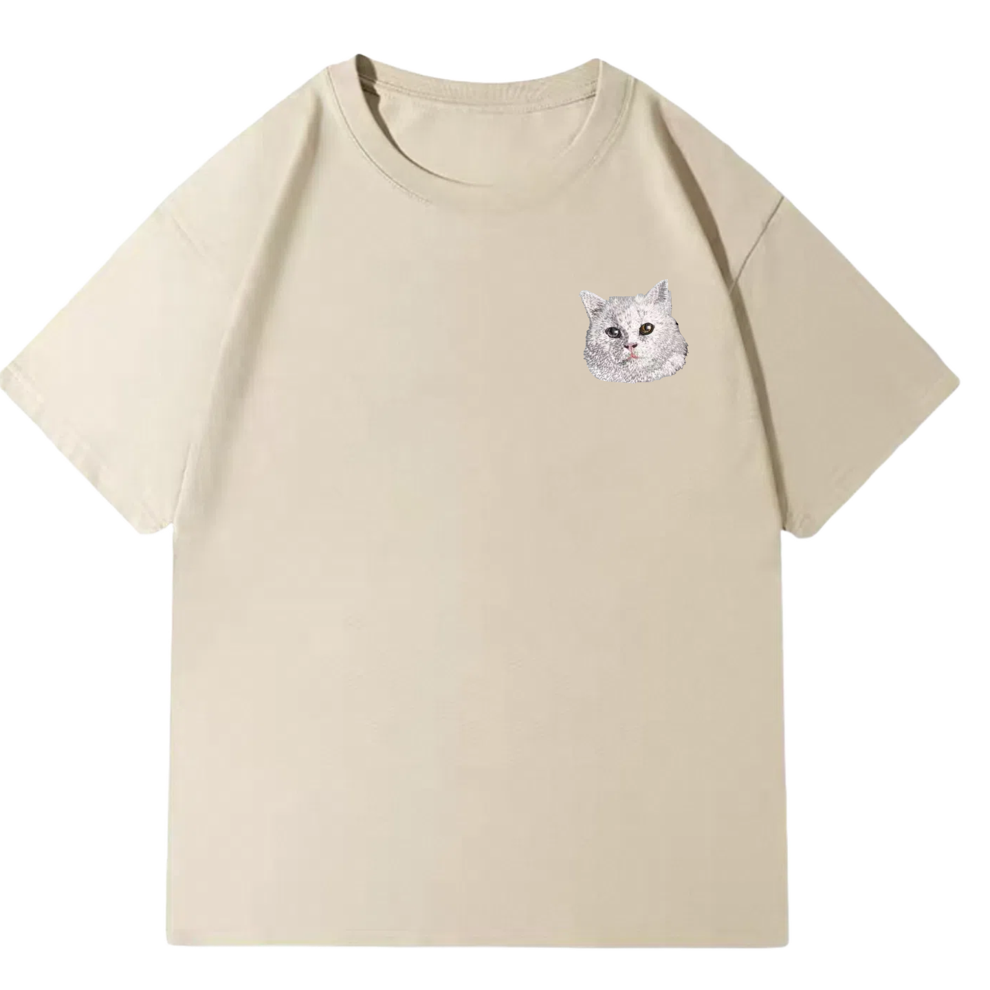 Customized Pet Portrait Embroidery T Shirt - 1 Portrait