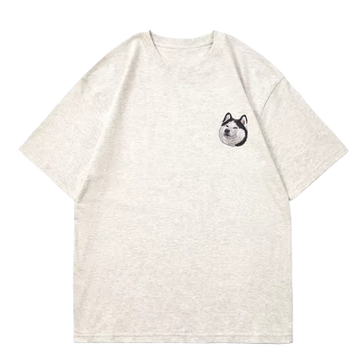 Customized Pet Portrait Embroidery T Shirt - 1 Portrait