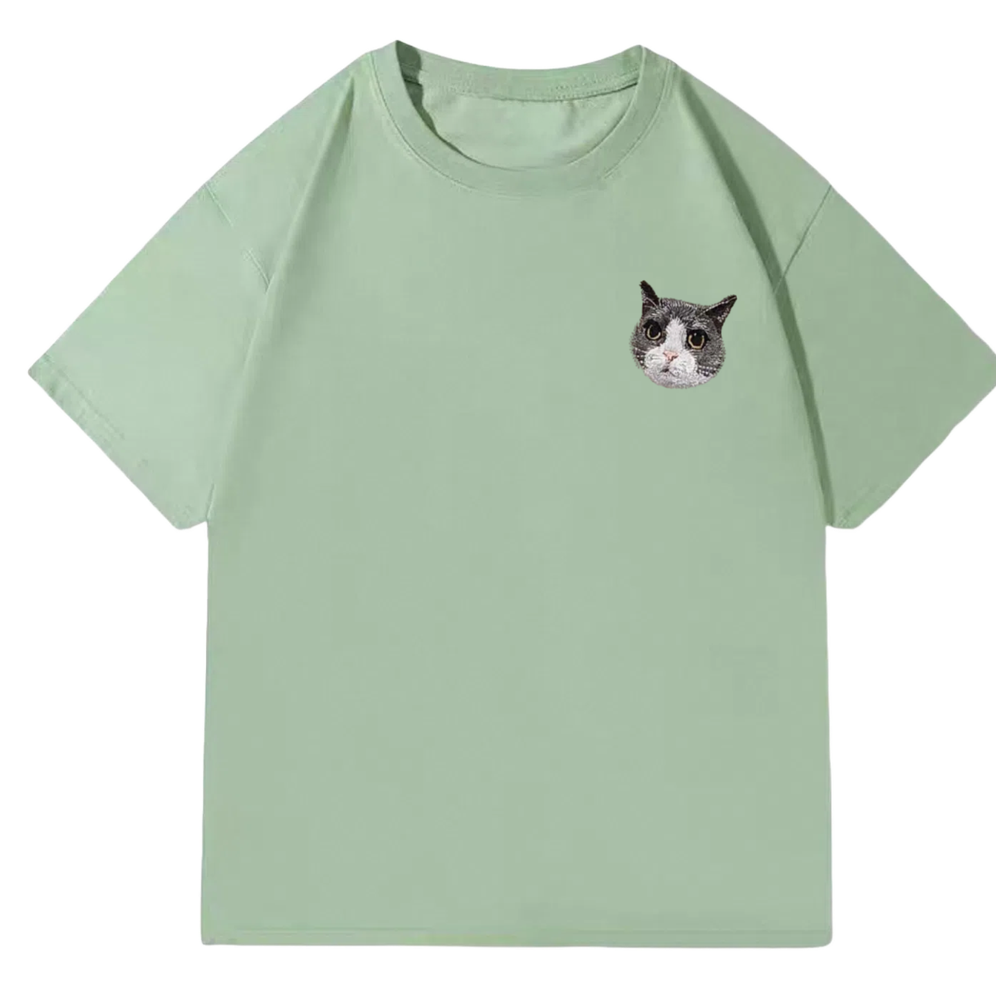 Customized Pet Portrait Embroidery T Shirt - 1 Portrait