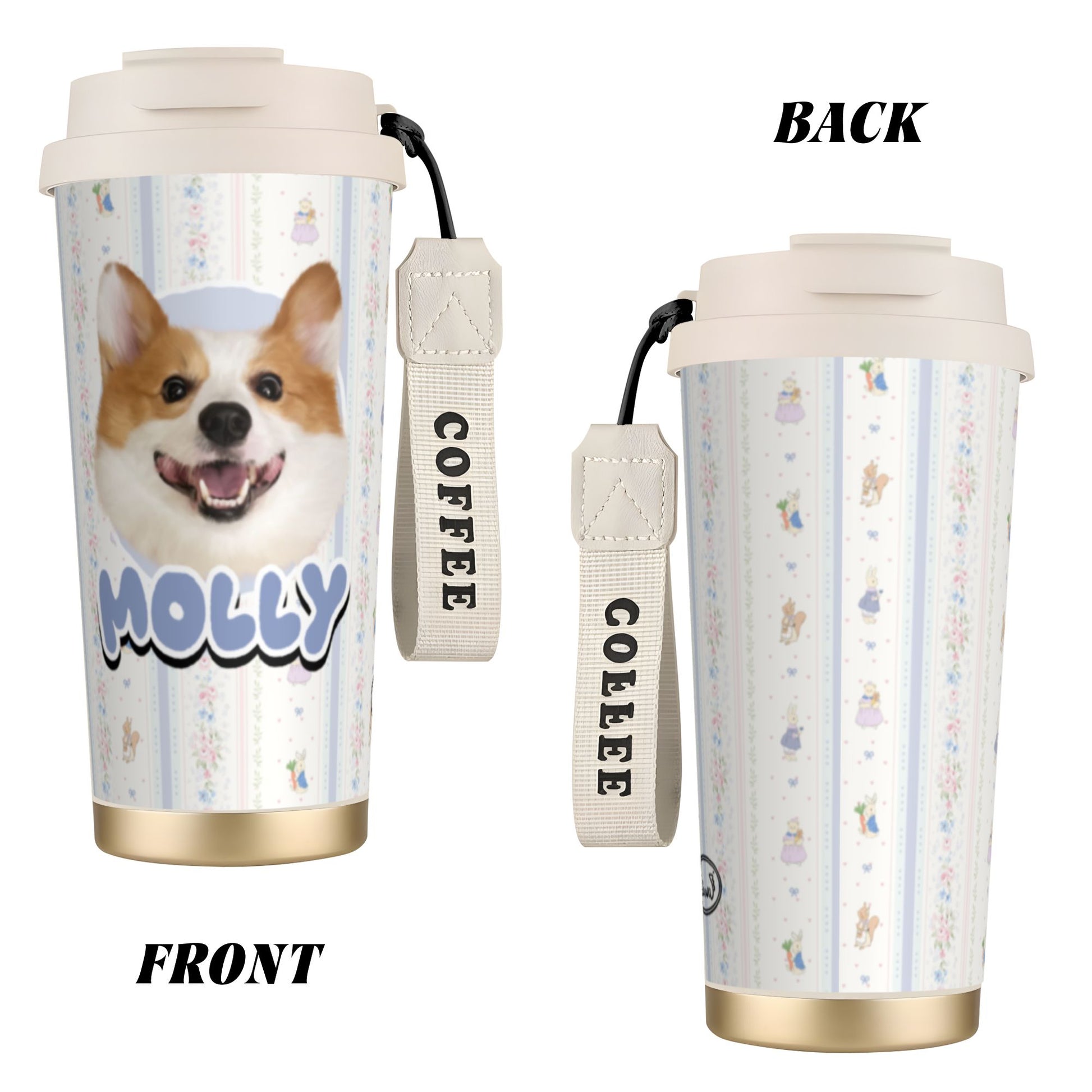 500ml Customized Stainless Coffee Cup | Pet Portrait Insulated Mug