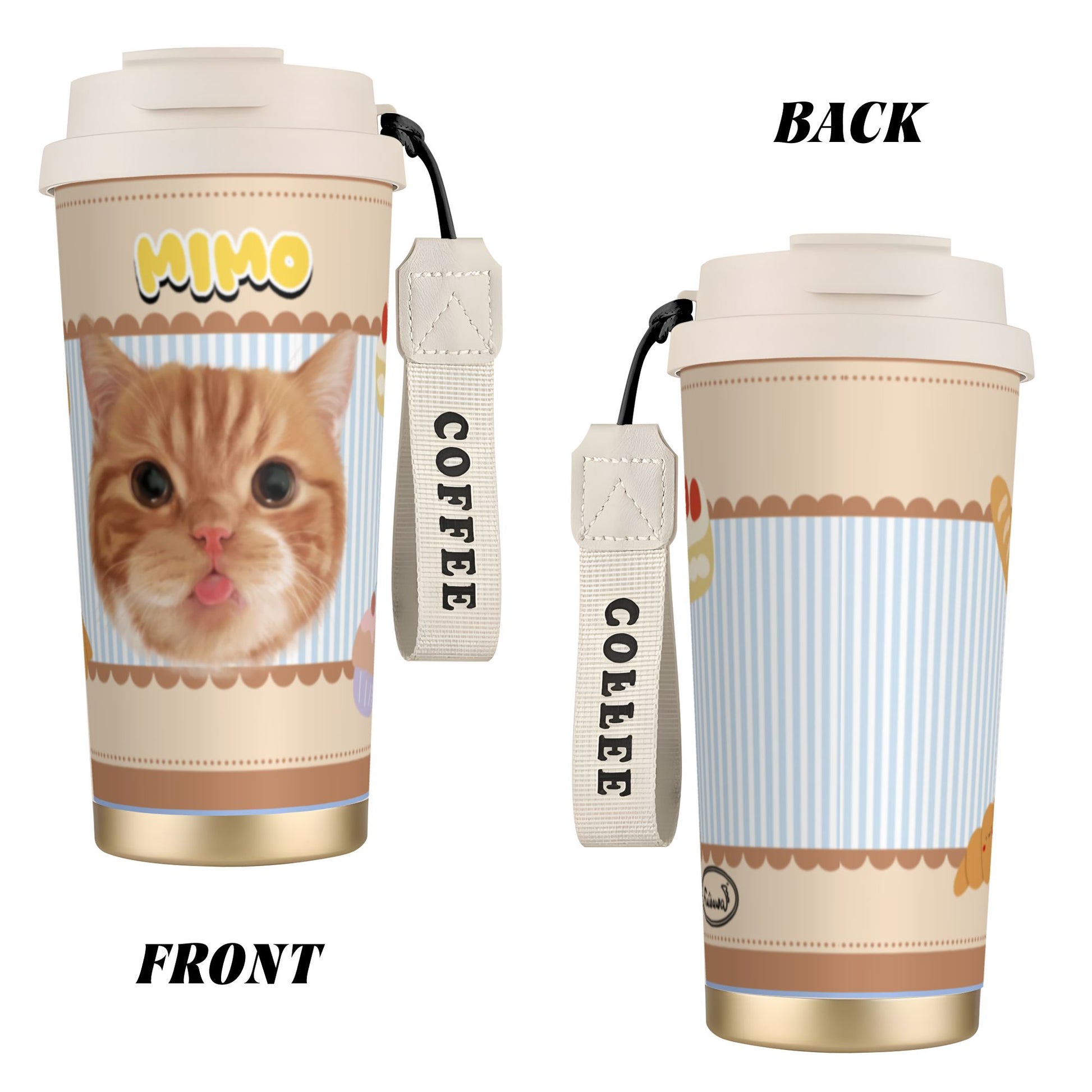 500ml Customized Stainless Coffee Cup | Pet Portrait Insulated Mug