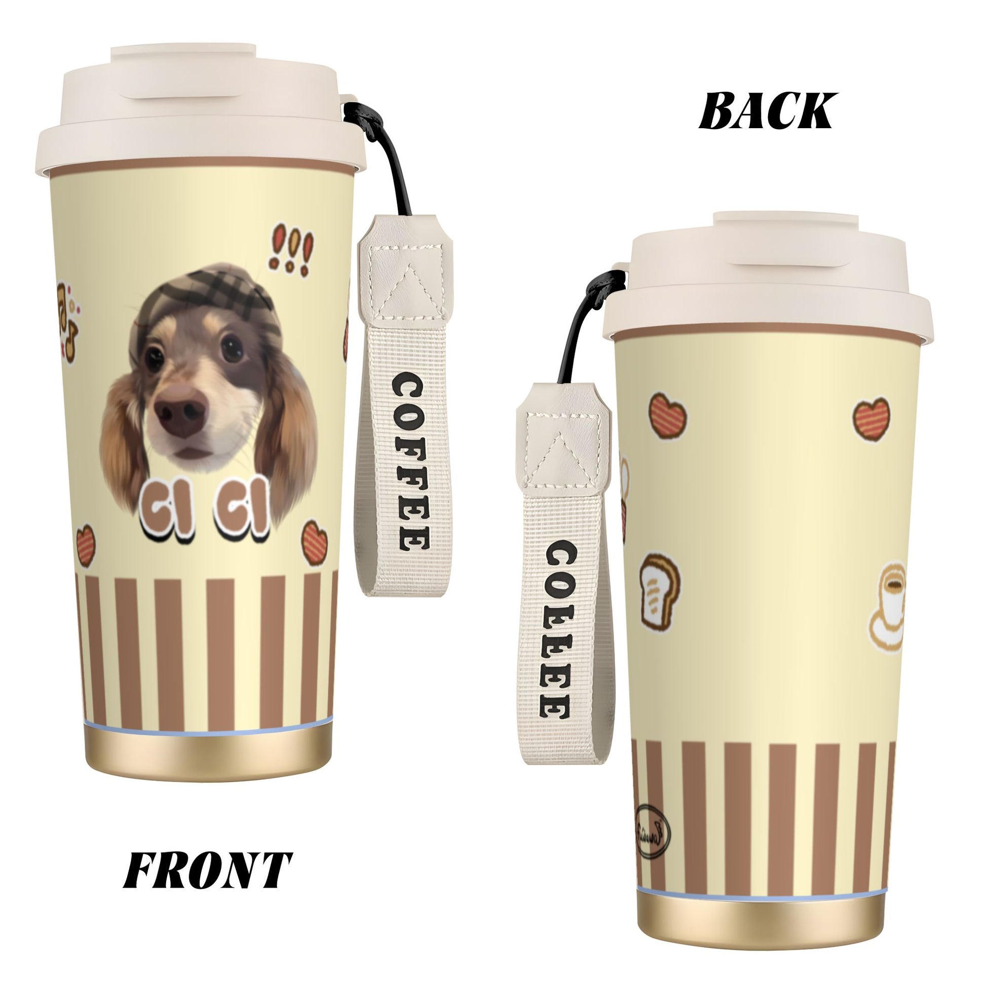 500ml Customized Stainless Coffee Cup | Pet Portrait Insulated Mug