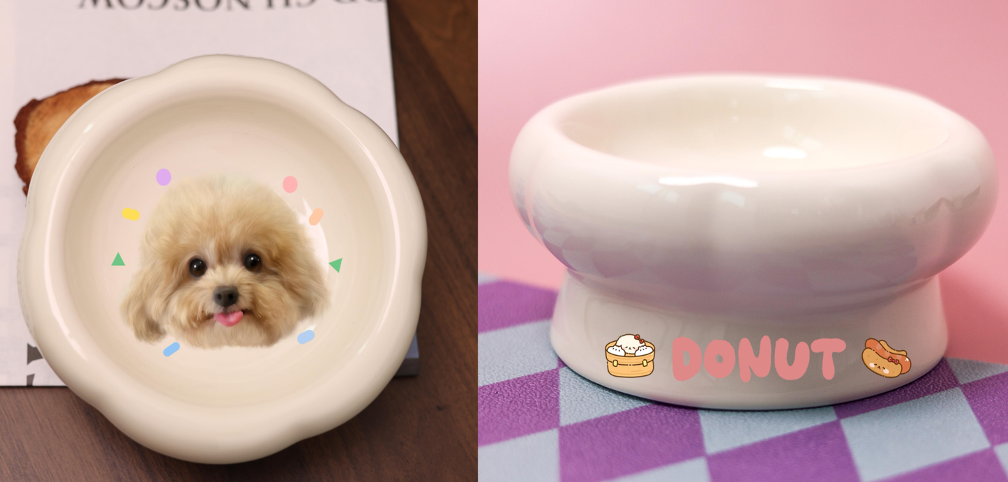 Customized Pet Face Ceramic Low-Foot Bowl