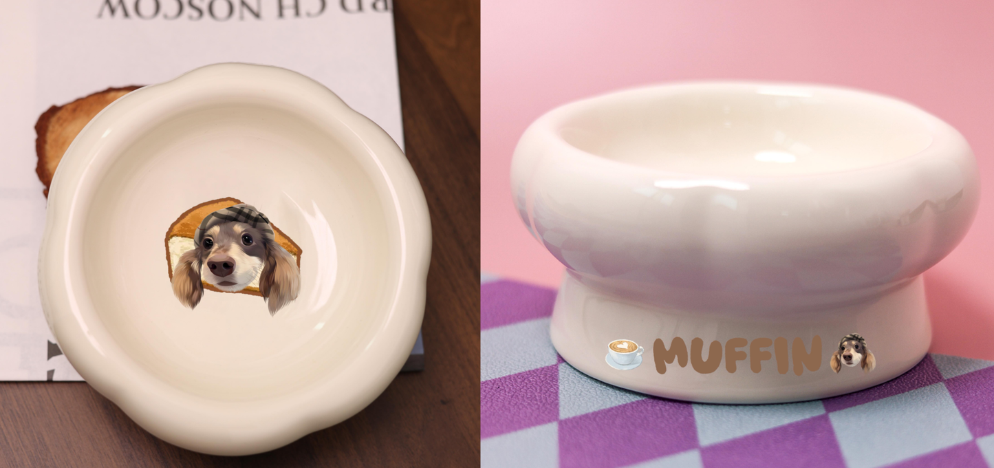 Customized Pet Face Ceramic Low-Foot Bowl