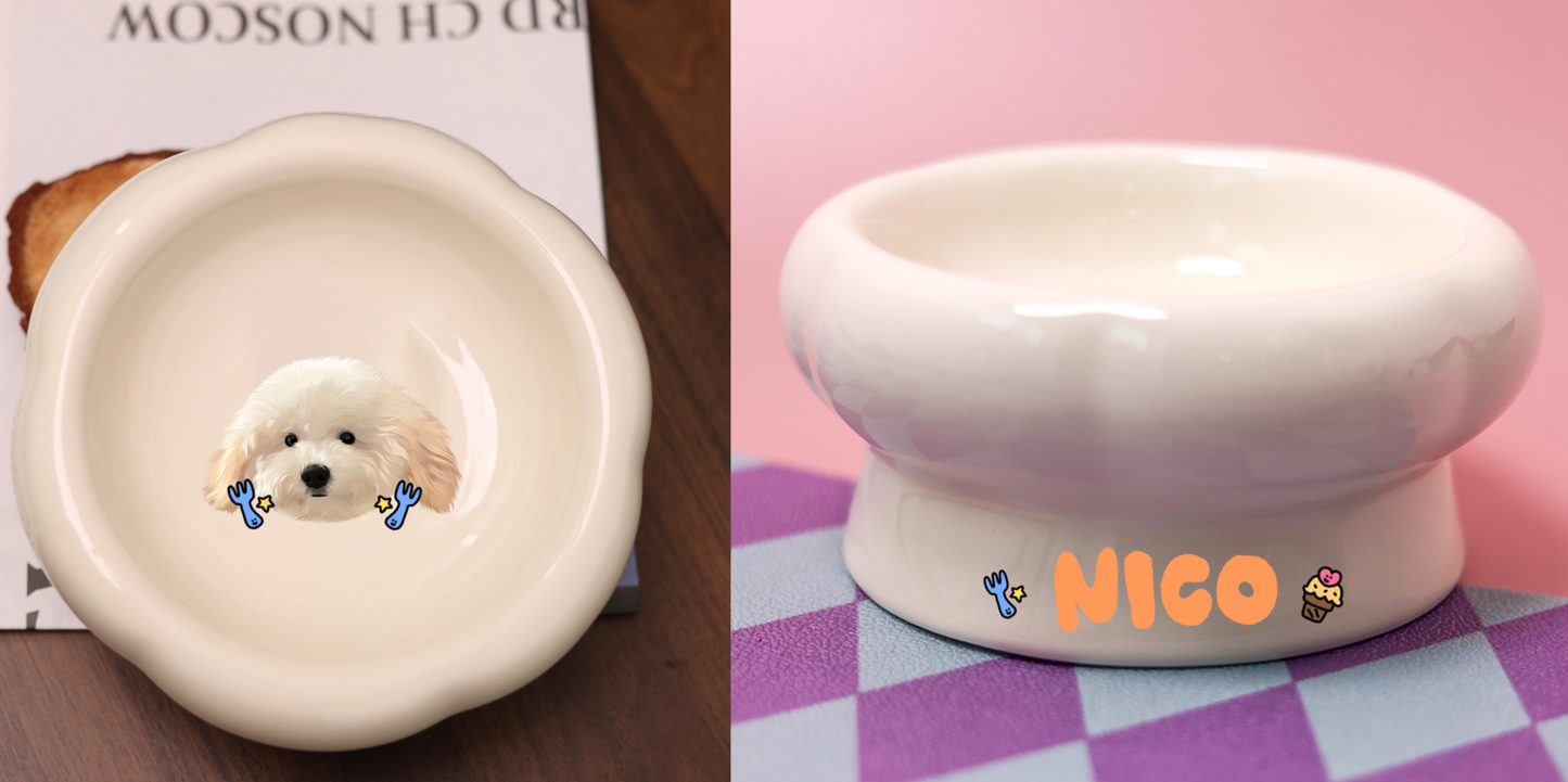 Customized Pet Face Ceramic Low-Foot Bowl