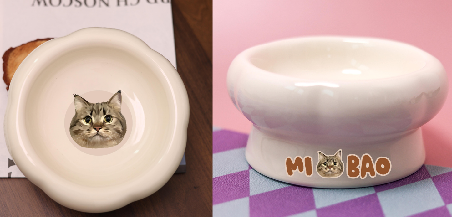 Customized Pet Face Ceramic Low-Foot Bowl