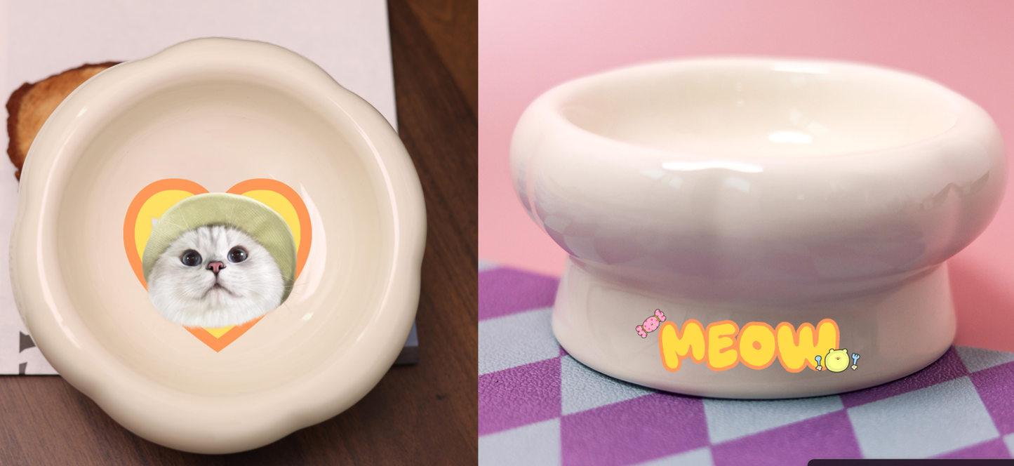 Customized Pet Face Ceramic Low-Foot Bowl