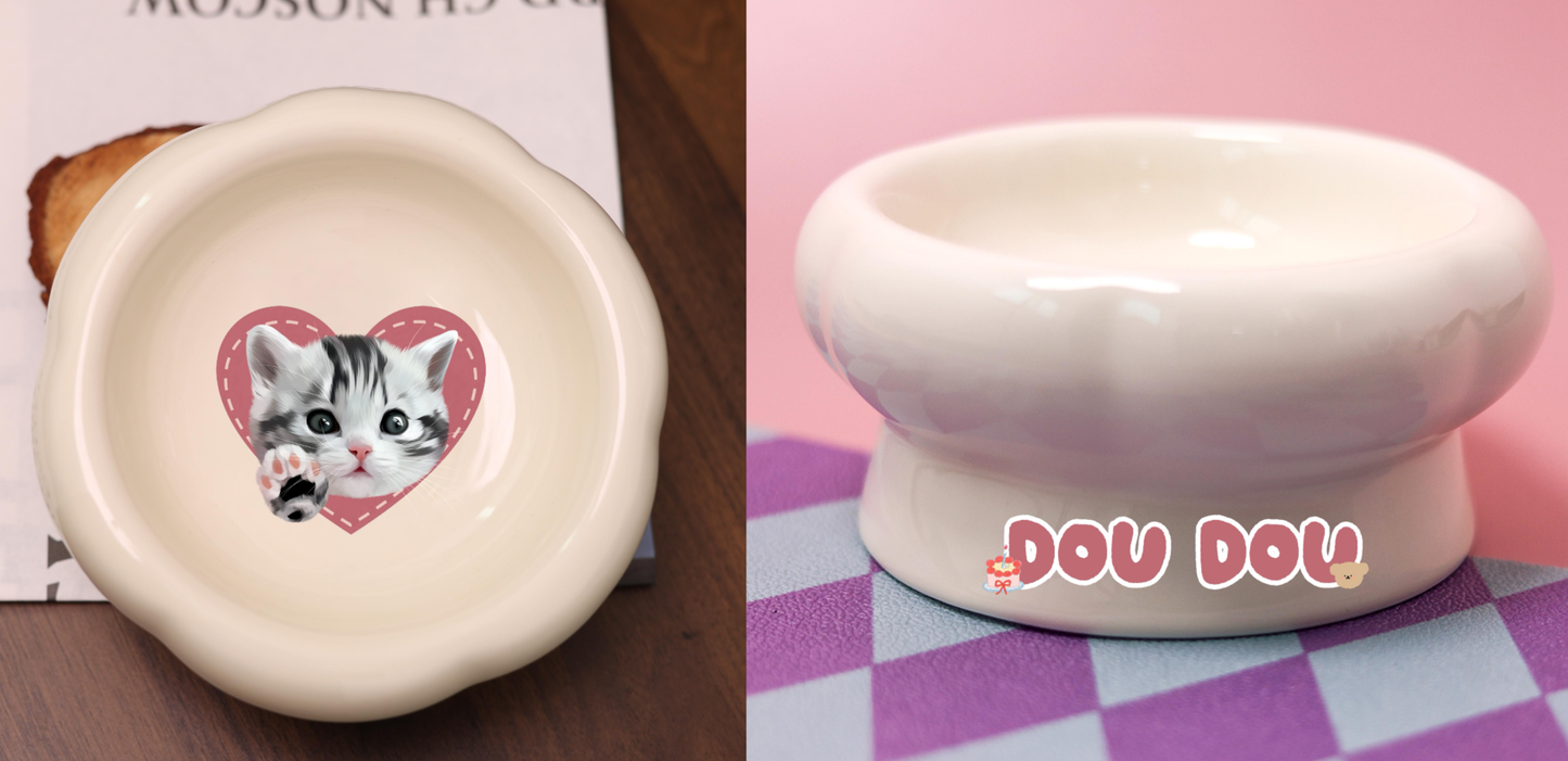 Customized Pet Face Ceramic Low-Foot Bowl
